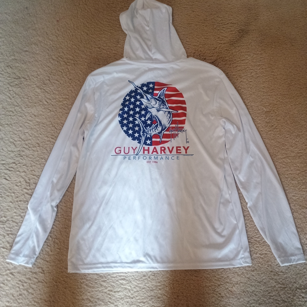 Guy Harvey White Performance Hoodie Shirt